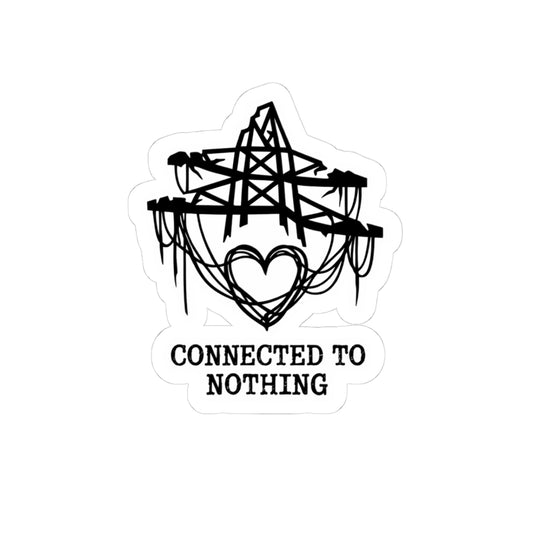 Connected to Nothing Kiss-Cut Sticker — Grunge Heart Powerline Design