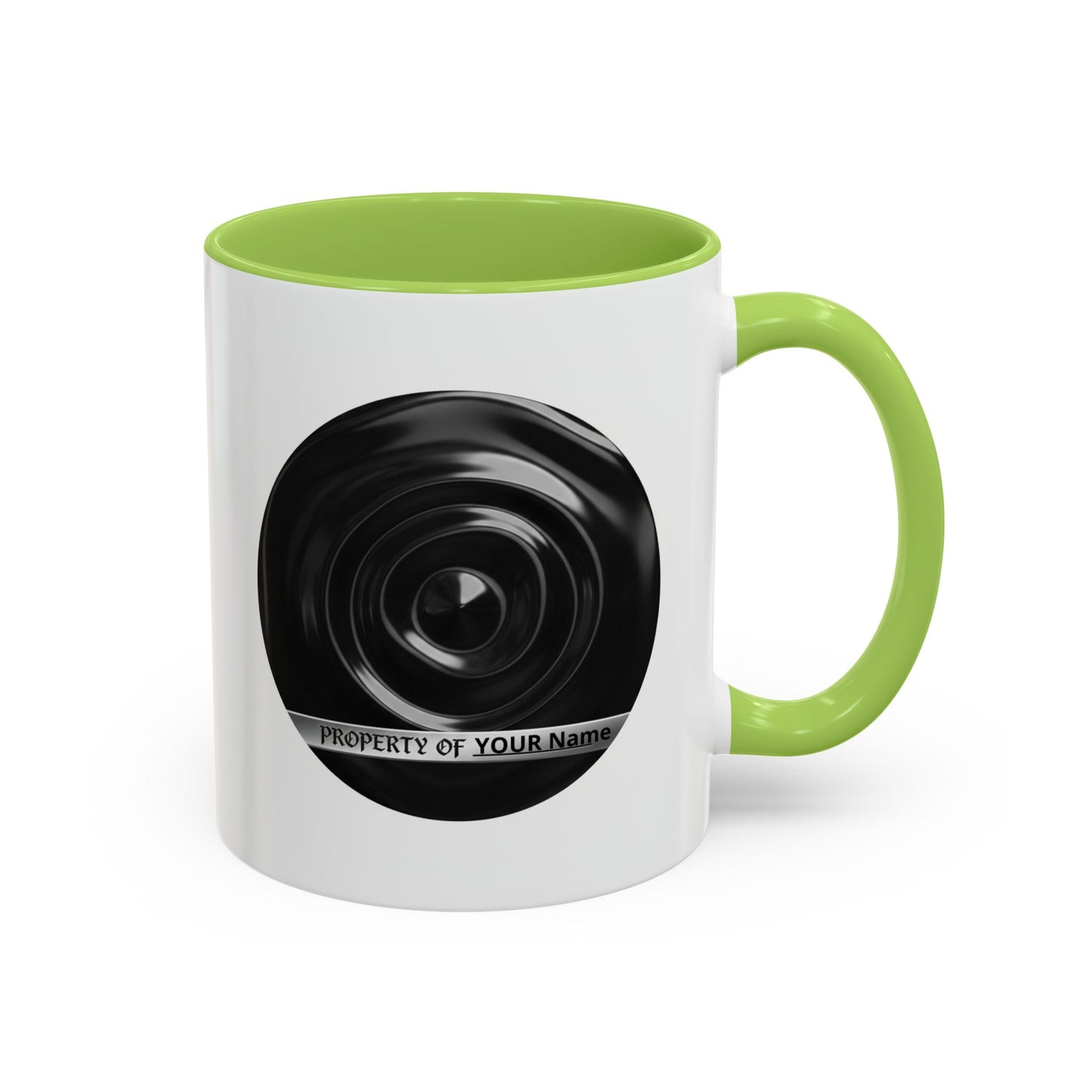 Custom Property Lens Coffee Mug — 'Property of Your Name' Accent Mug
