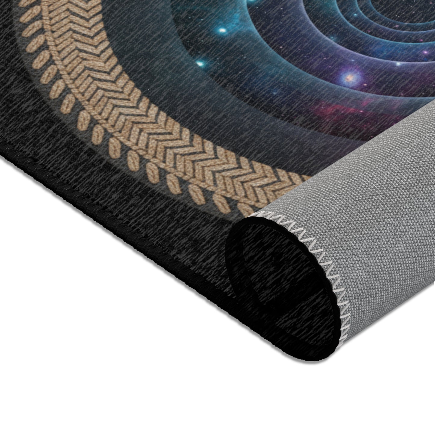 Deep Space Portal Mandala Rug — Cosmic Spiral Floor Mat